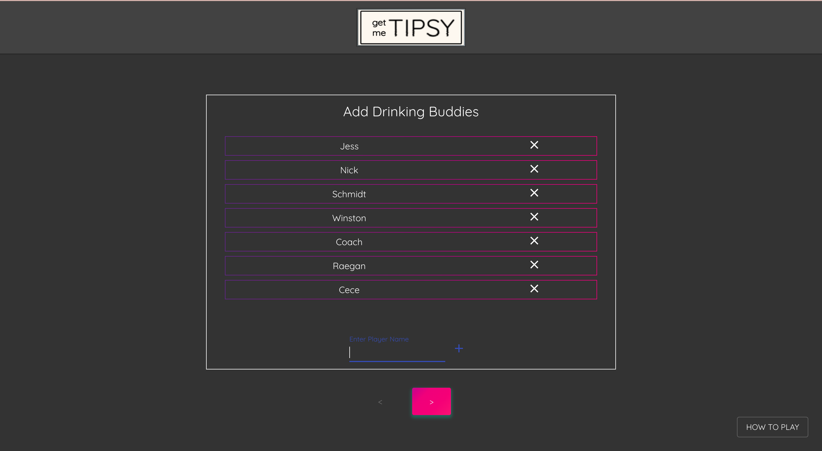 Settings screen