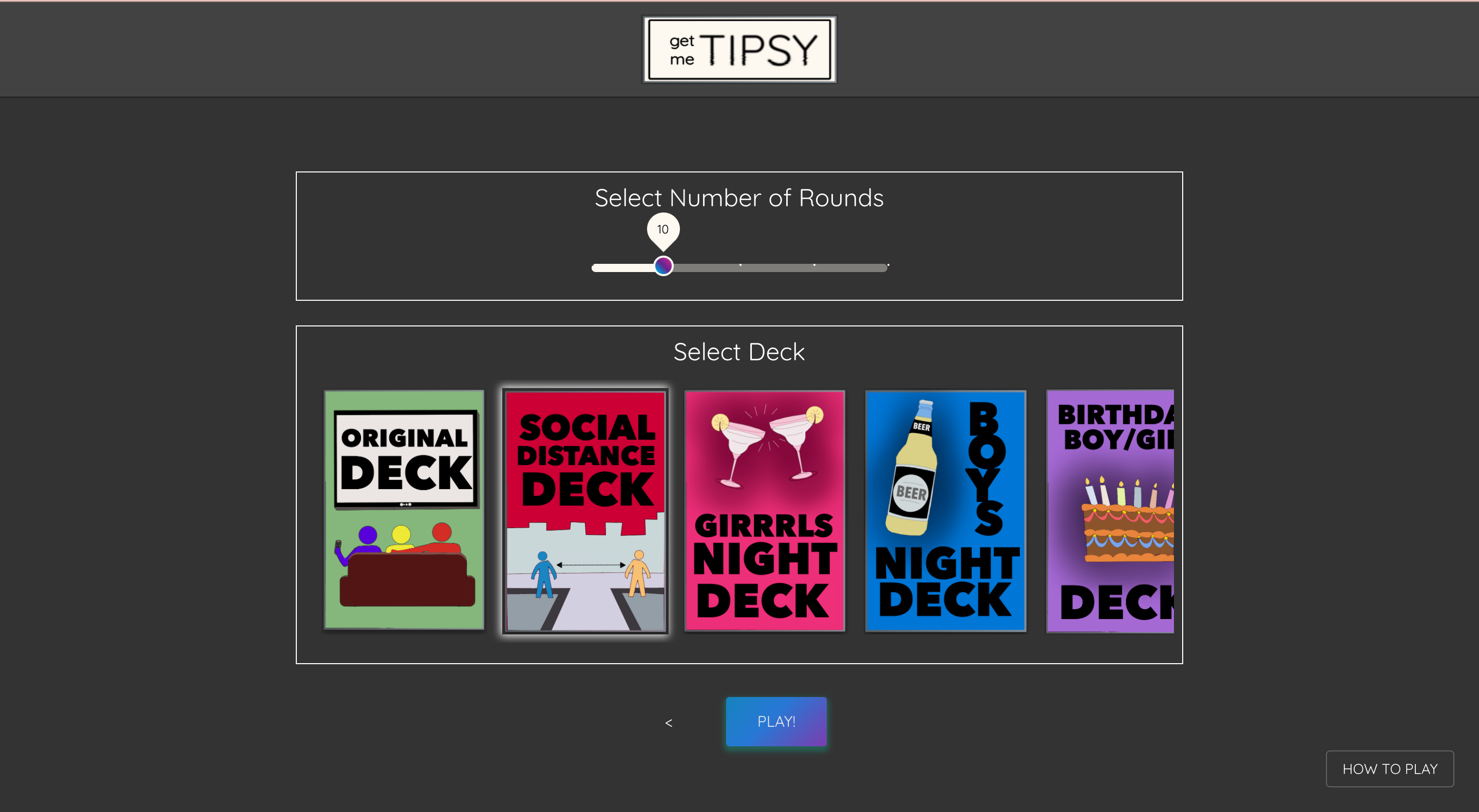 Cards table